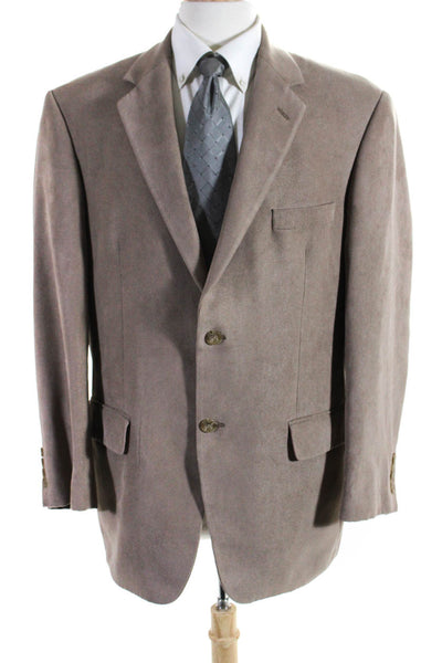Andrew Fezza Mens Ribbed Textured Buttoned Collared Blazer Brown Size EUR42