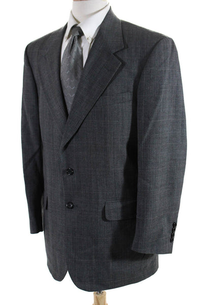 Corbin Mens Striped Print Buttoned Collared Long Sleeve Blazer Gray Size EUR44