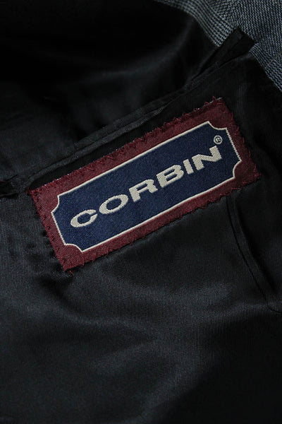 Corbin Mens Striped Print Buttoned Collared Long Sleeve Blazer Gray Size EUR44
