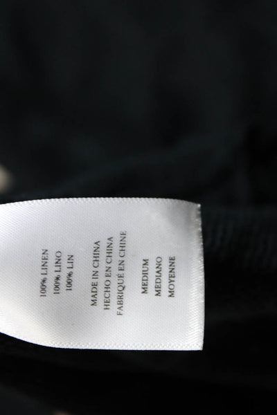 Rails Womens Linen Knit Star Print Round Neck Long Sleeve Top Shirt Black Size M