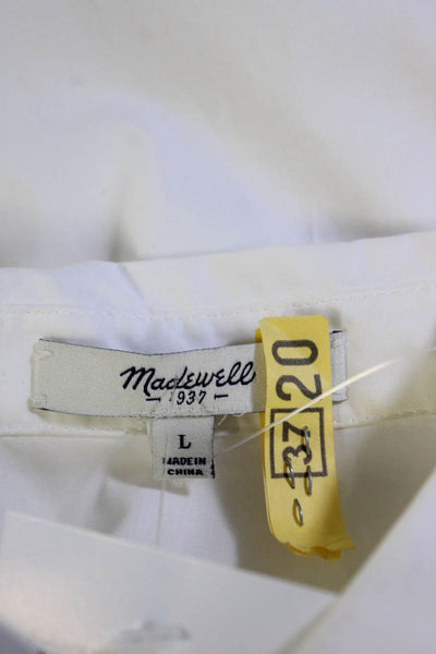 Madewell Womens Cap Sleeve Color Block Poplin Shirt Dress Blue White Size Large