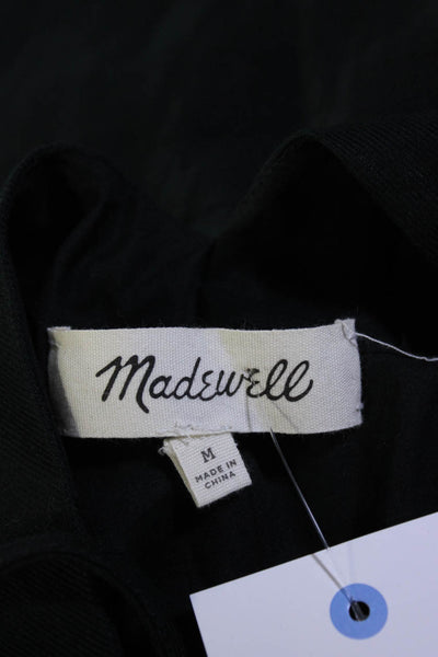 Madewell Womens Embroidered Tassel Hem Short Sleeve Shift Dress Black Medium