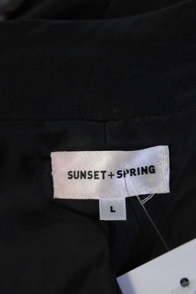 Sunset + Spring Womens Embroidered Patch Asymmetrical Jacket Black Size Large