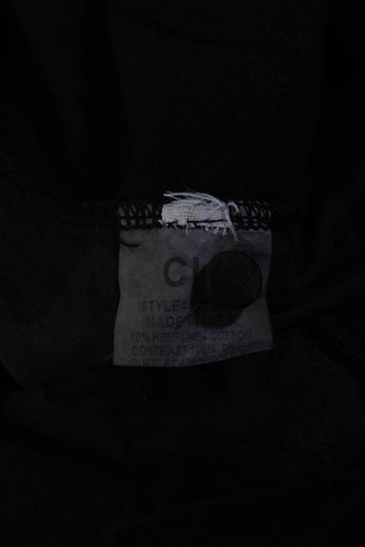 Clu Womens Mixed Media V Neck Button Up Satin Cardigan Sweater Black Size Medium