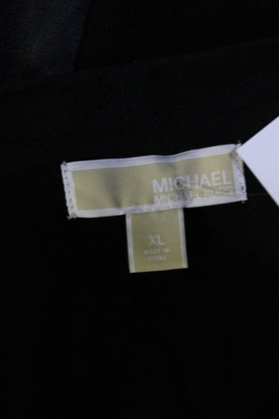 Michael Michael Kors Womens Faux Leather Waterfall Cardigan Sweater Black XL