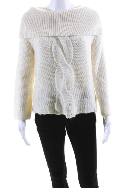 Michael Kors Womens Alpaca Cable Knit Turtleneck Sweater White Size Small