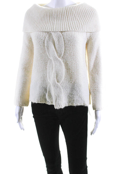 Michael Kors Womens Alpaca Cable Knit Turtleneck Sweater White Size Small