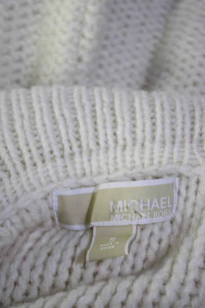 Michael Kors Womens Alpaca Cable Knit Turtleneck Sweater White Size Small