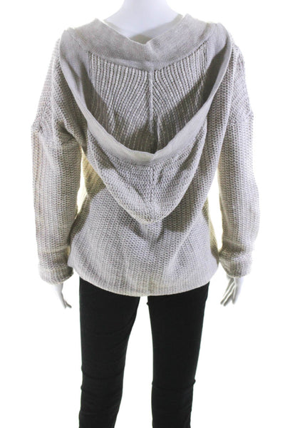 James Perse Womens Woven Long Sleeves Hoodie Gray White Cotton Size 4