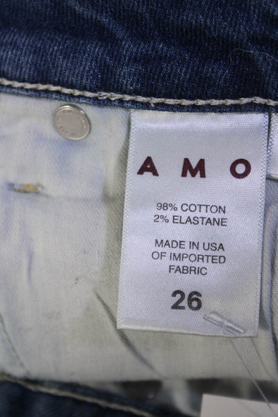 Amo Womens Babe Bar Destroy Slim Leg Jeans Blue Cotton Size 26