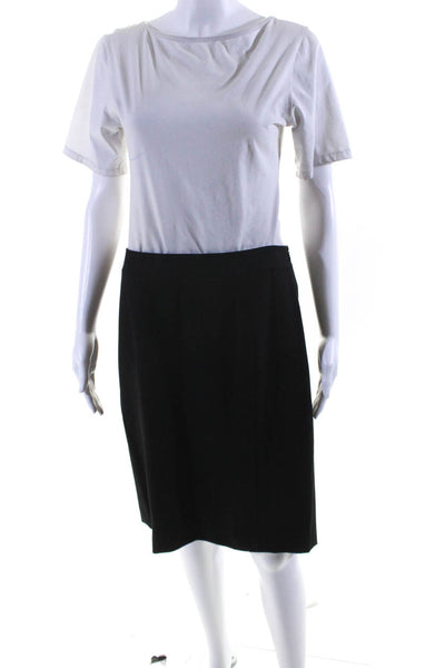 Lafayette 148 New York Womens Knee Length Pencil Skirt Black Wool Size 8