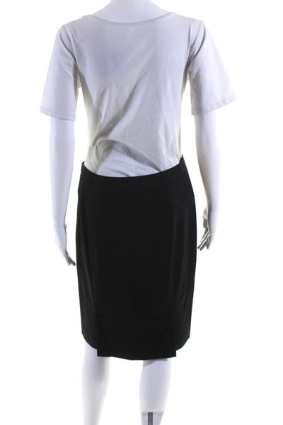 Lafayette 148 New York Womens Knee Length Pencil Skirt Black Wool Size 8