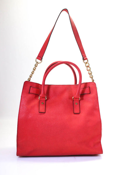 Michael Kors Womens Leather Gold Tone Hardware Top Handle Bag Red Size M