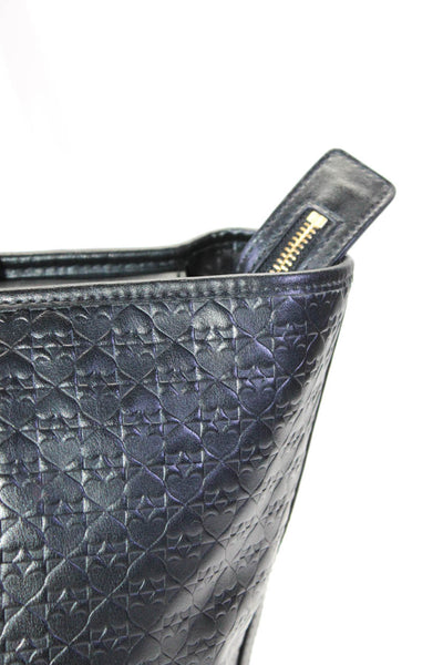 Kate Spade Womens Embossed Leather Zip Tote Shoulder Bag Black Size M