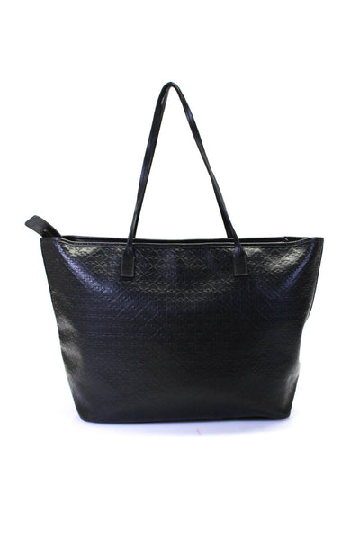 Kate Spade Womens Embossed Leather Zip Tote Shoulder Bag Black Size M