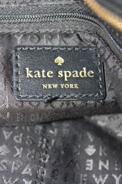 Kate Spade Womens Embossed Leather Zip Tote Shoulder Bag Black Size M