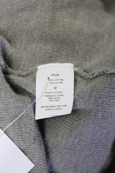 Vince Womens 3/4 Sleeve Scoop Neck Oversized Shirt Gray Cotton Size Medium