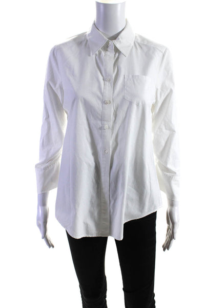 Elizabeth and James Womens Cotton Long Sleeve Button Down Blouse White Size S