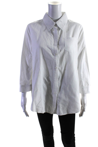 Elizabeth and James Women's Cotton Long Sleeve Button Down Shirt White Size L