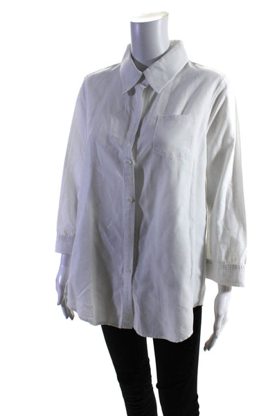 Elizabeth and James Women's Cotton Long Sleeve Button Down Shirt White Size L