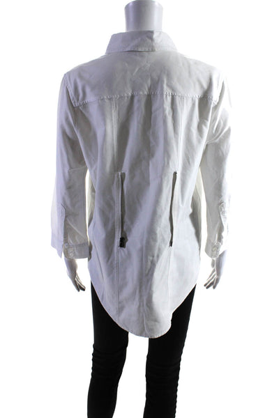 Elizabeth and James Women's Cotton Long Sleeve Button Down Shirt White Size L