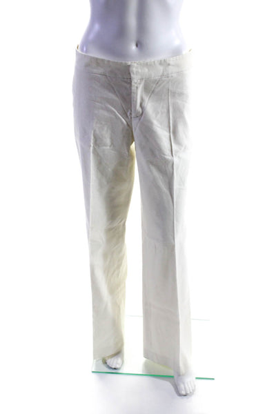 Scoop Beach Womens Flat Front Mid Rise Straight Leg Trousers White Size 30