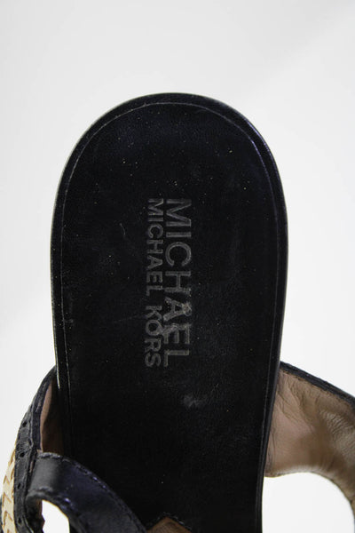 Michael Michael Kors Womens Black Leather Tassel Detail Sandals Shoes Size 10M