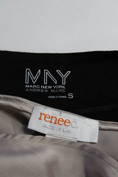Marc New York Reneec Womens Black Drape Long Sleeve Blouse Top Size S M LOT 2