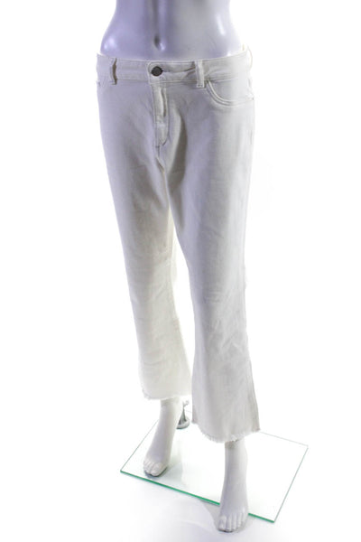 DL1961 Womens White Cotton High Rise Distress Straight Leg Jeans Size 30
