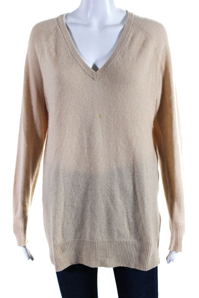 Equipment Femme Womens Cashmere Knit V-Neck Pullover Sweater Top Peach Size S