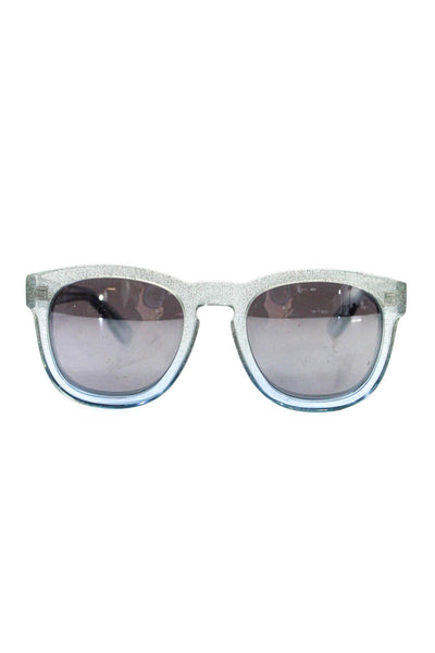 Classic Fox Womens Glitter Ombre Rounded Frame Sunglasses Blue