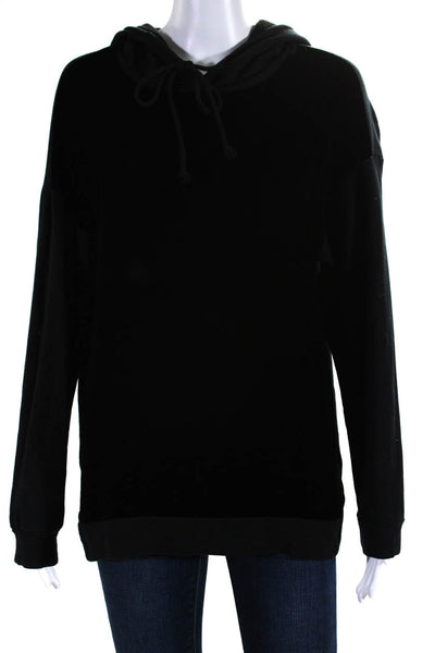 Velvet Womens Oversize Hooded Velvet Jersey Pullover Sweatshirt Black Size Small