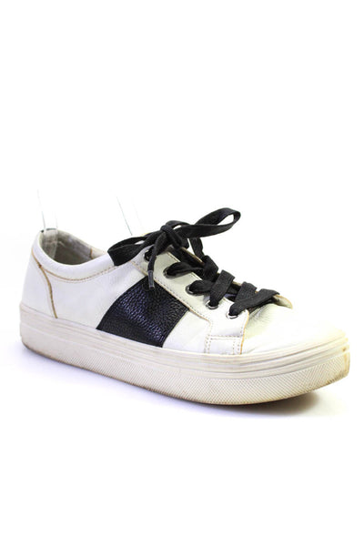 Dolce Vita Womens Tavina Contrast Leather Low Top Sneakers Black White Size 10