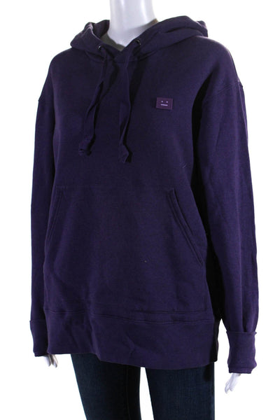 ACNE Studios Unisex Adults Cotton Front Pocket Pullover Hoodie Purple Size M