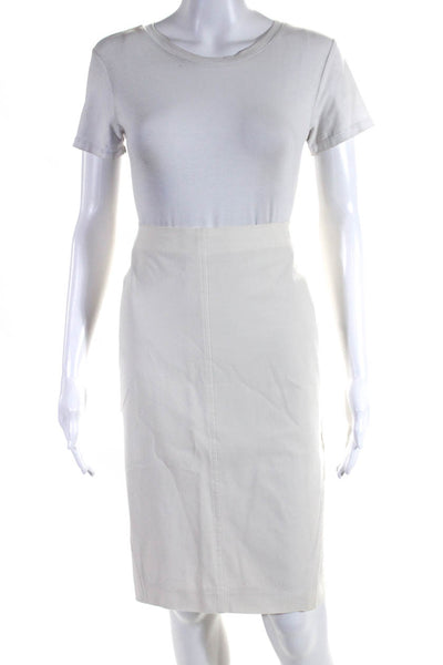 Brunello Cucinelli Womens Cotton Lined Back Split Pencil Skirt Beige Size 8
