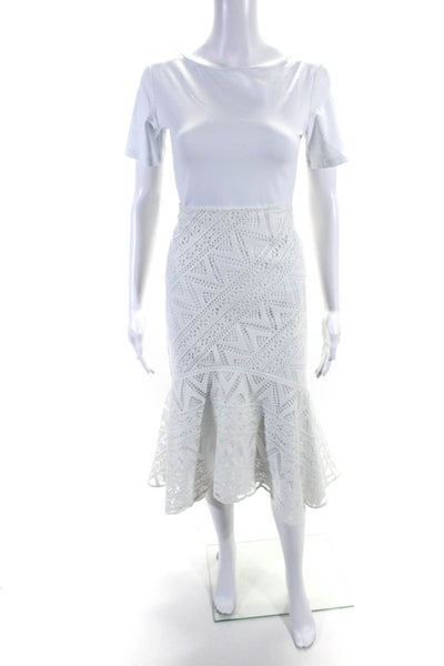 Anne Fontaine Womens Lolita Lace Fit & Flare Midi Skirt White Size FR 42