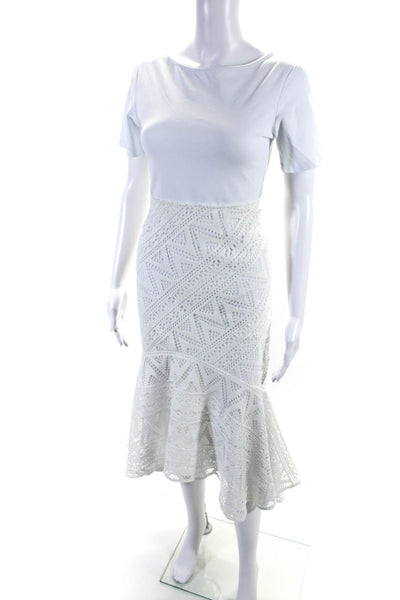 Anne Fontaine Womens Lolita Lace Fit & Flare Midi Skirt White Size FR 42