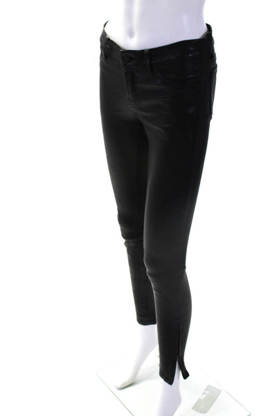 L'Agence Womens Cotton Buttoned Skinny Leg Dress Pants Black Size EUR25