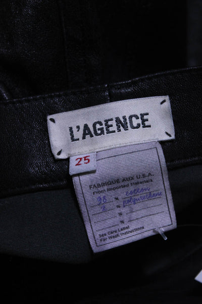 L'Agence Womens Cotton Buttoned Skinny Leg Dress Pants Black Size EUR25