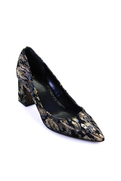 MARC FISHER LTD Womens Abstract Print Pointed Pumps Black Gold Black Size 5