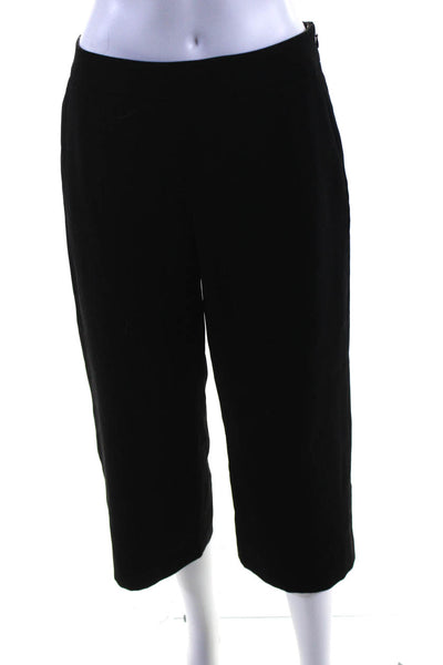 Reiss Womens Flat Front Four Pocket Side Zip Mid-Rise Cropped Pants Black Size 8