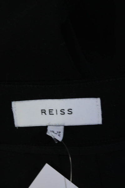 Reiss Womens Flat Front Four Pocket Side Zip Mid-Rise Cropped Pants Black Size 8