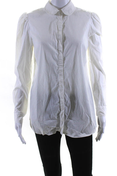 Tuckernuck Womens Cotton Collared Long Sleeve Button Up Blouse Top White Size S