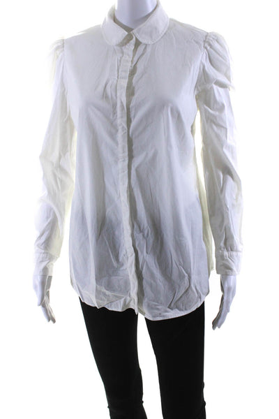 Tuckernuck Womens Cotton Collared Long Sleeve Button Up Blouse Top White Size S