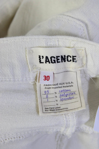 L'Agence Womens Vintage White Cotton High Rise Sada Cropped Jeans Size 30