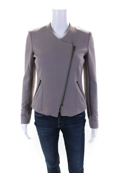 Comma Womens Long Sleeve Front Zip Quilted Light Jacket Mauve Size Small