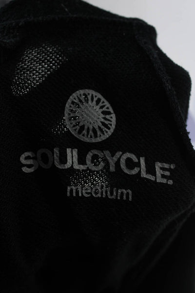 Soul Cycle Womens High Rise Drawstring Logo Jogger Pants Black Cotton Medium
