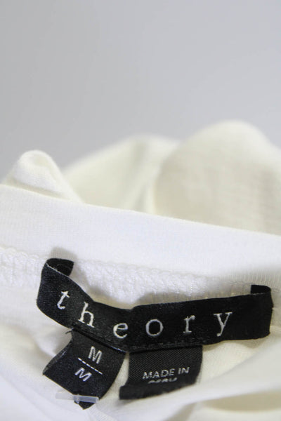 Theory Womens Sleeveless Scoop Neck Draped Shirt Dress White Cotton Size Medium