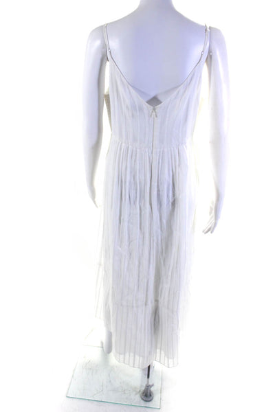 Club Monaco Womens Back Zip Spaghetti Strap Striped Maxi Dress White Size 6