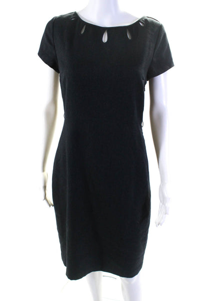 Tocca Womens Cut Out Short Sleeves Sheath Dress Black Wool Size 6